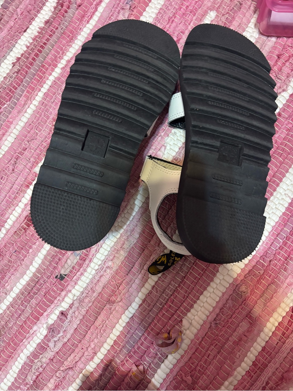 Dr. Martens White and Black Triple-Strap Sandals - Picture 2 of 3